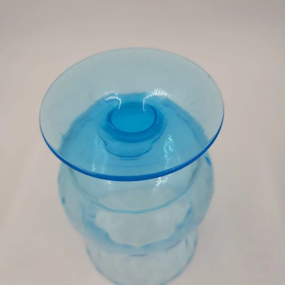 VTG Empoli Diamond Optic Italian Art Glass MCM Mid Century Mod Vase Aqua Blue 7